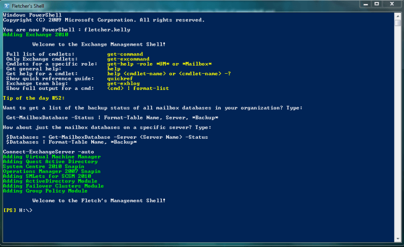 The PowerShell console